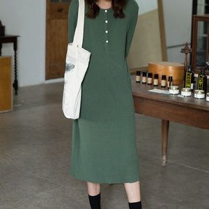 Long Sleeve Ribbed Knitted Dress
